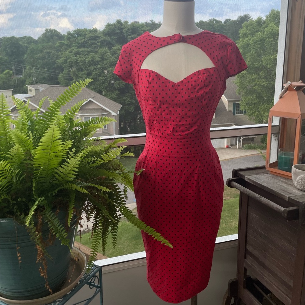 Hell Bunny Vixen Wiggle 50’s Red Polka Dot Dress